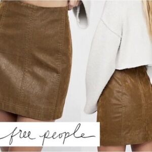 Free People Faux Vegan Leather Mini Skirt Cedar